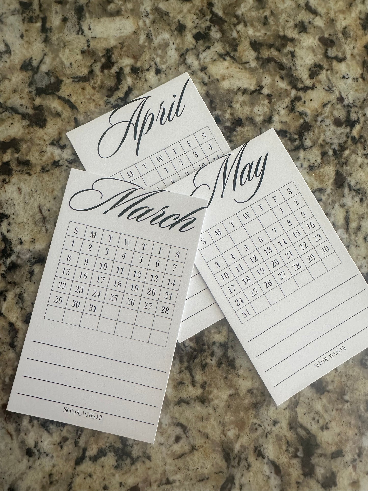 2026 Calendar Cards