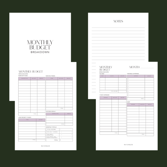 Monthly Budget Inserts