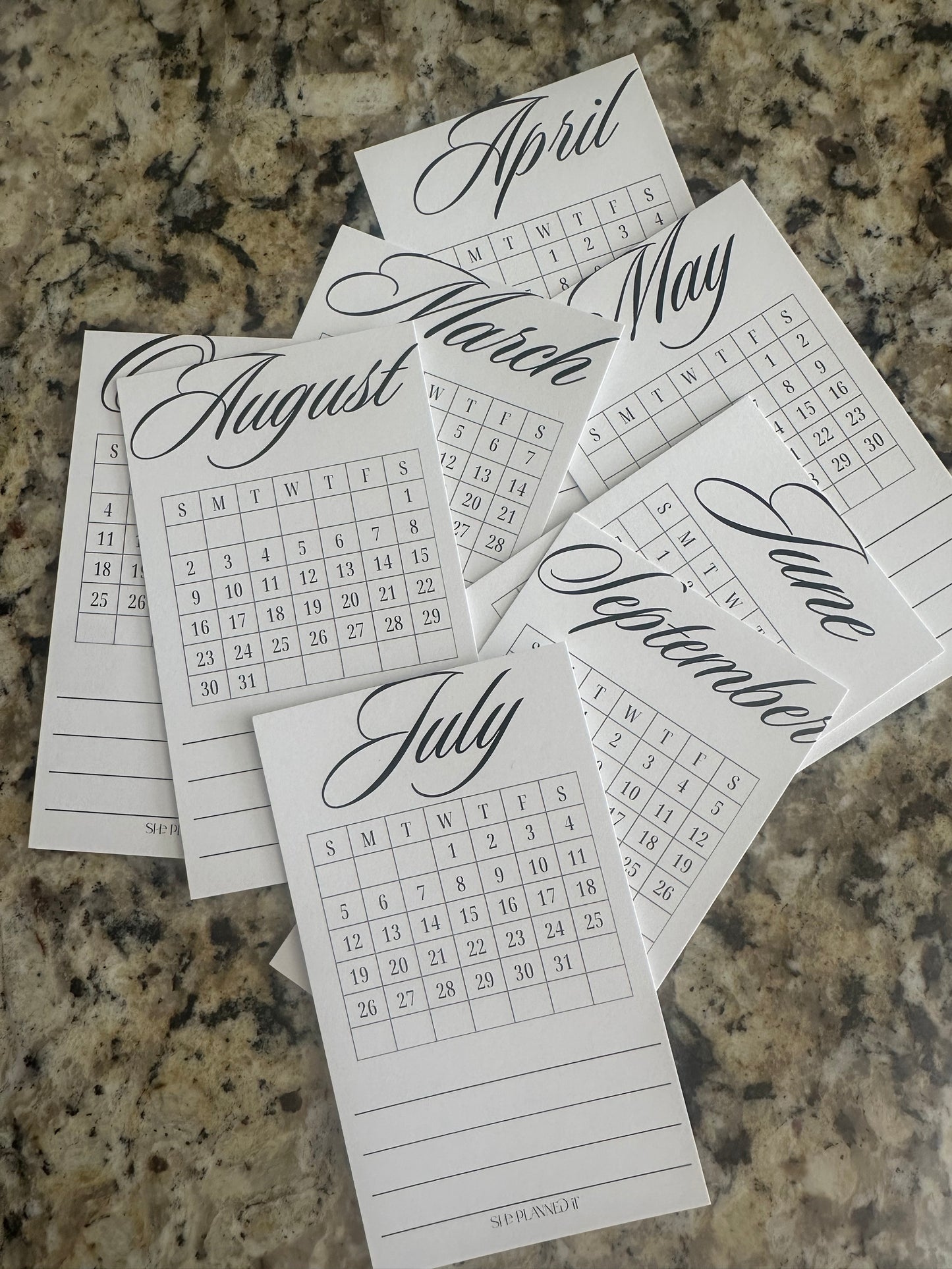 2026 Calendar Cards